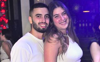 Maya Bitton (right) and her fiance, Eliran Mizrahi (Courtesy)