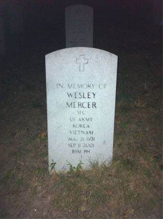 Headstone Front of Wesley Mercer. Arlington National Cemetery.