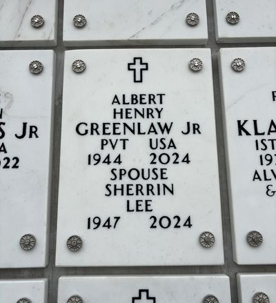 Columbarium Niche Cover of Albert Greenlaw. Arlington National Cemetery.