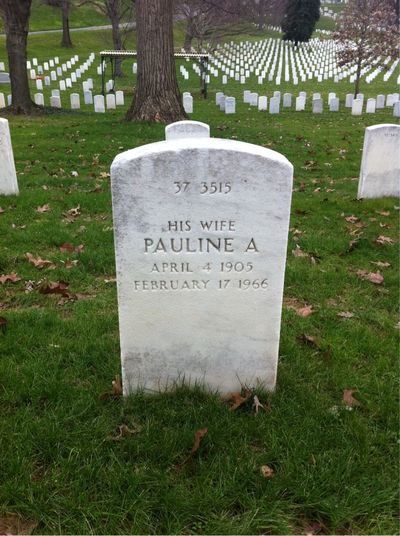 Headstone Back of Pauline Sullivan. Arlington National Cemetery.