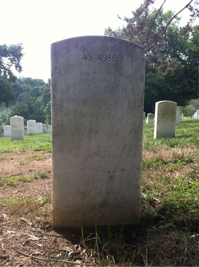 Headstone Back of James F Mccullen. Arlington National Cemetery.