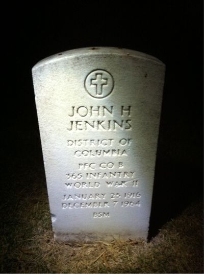 Headstone Front of John H Jenkins. Arlington National Cemetery.
