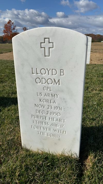 Headstone Front of Lloyd Odom. Arlington National Cemetery.