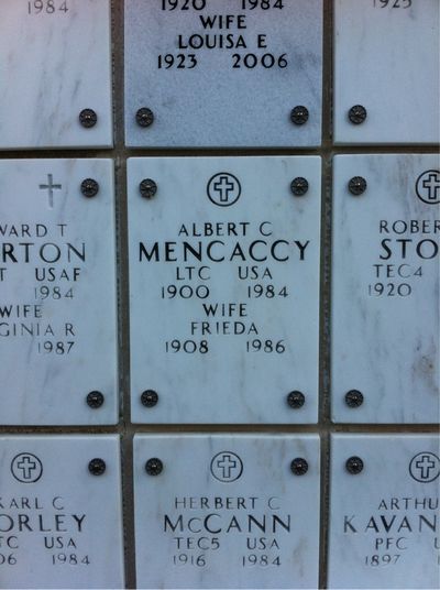 Albert Mencaccy — Headstone Front