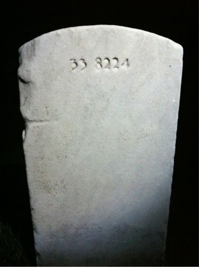 Headstone Back of James Rooney. Arlington National Cemetery.