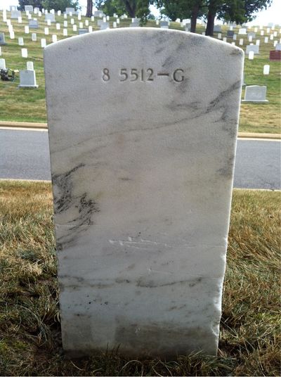 Headstone Back of Edwin Brown. Arlington National Cemetery.