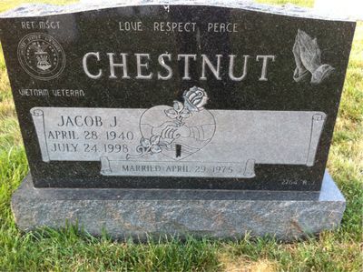 Headstone Front of Jacob Joseph Chestnut. Arlington National Cemetery.