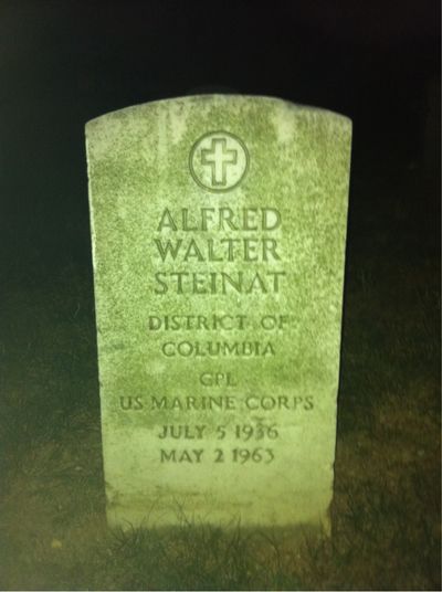 Headstone Front of Alfred W. Steinat. Arlington National Cemetery.