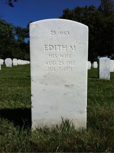 Headstone Back of Edith Perry. Arlington National Cemetery.