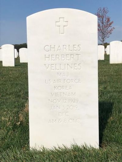 Headstone Front of Charles H Vellines. Arlington National Cemetery.