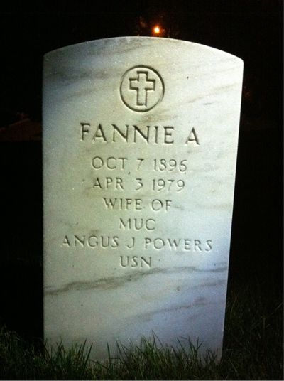 Headstone Front of Fannie Powers. Arlington National Cemetery.