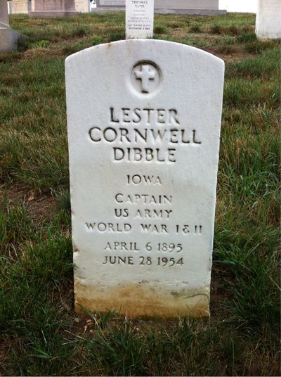 Headstone Front of Lester Dibble. Arlington National Cemetery.
