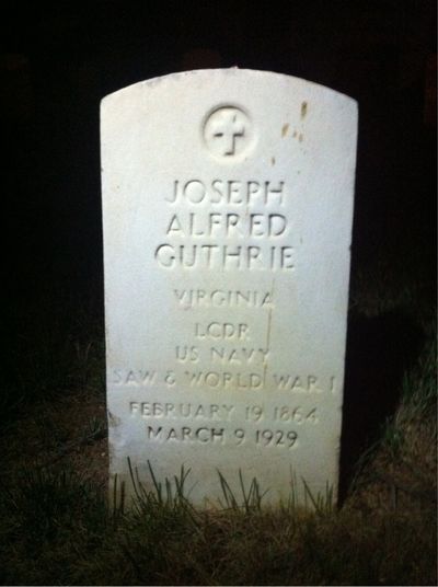 Headstone Front of Joseph Guthrie. Arlington National Cemetery.