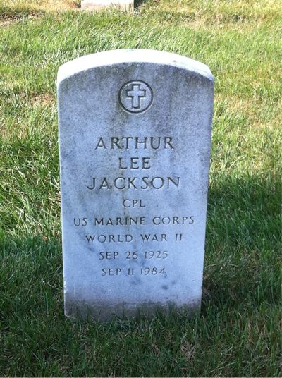 Headstone Front of Arthur L Jackson. Arlington National Cemetery.