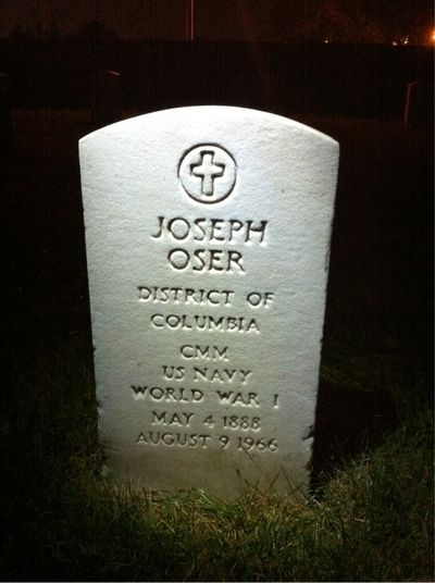 Headstone Front of Joseph Oser. Arlington National Cemetery.