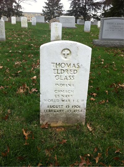 Headstone Front of Thomas E Glass. Arlington National Cemetery.