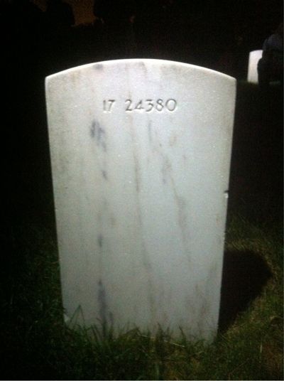 Headstone Back of Arthur Southerland. Arlington National Cemetery.
