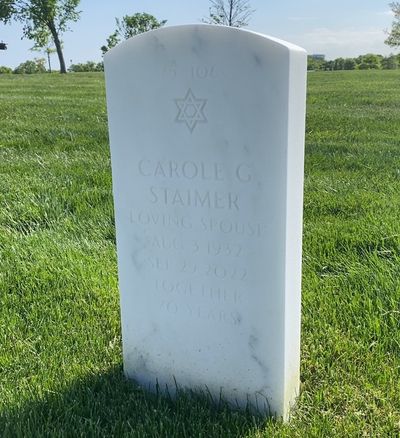 Headstone Back of Carole Staimer. Arlington National Cemetery.
