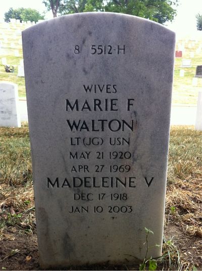 Headstone Back of Charles F Walton. Arlington National Cemetery.