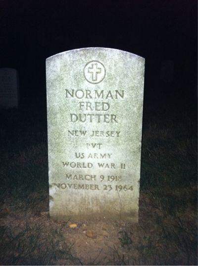 Headstone Front of Norman F Dutter. Arlington National Cemetery.