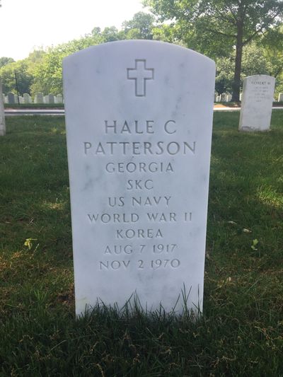 Headstone Front of Hale Cantrell Patterson. Arlington National Cemetery.