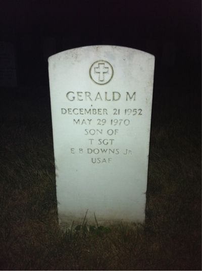Headstone Front of Gerald Downs. Arlington National Cemetery.