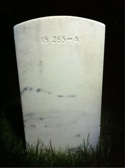 Headstone Back of Virginia Whitmore. Arlington National Cemetery.