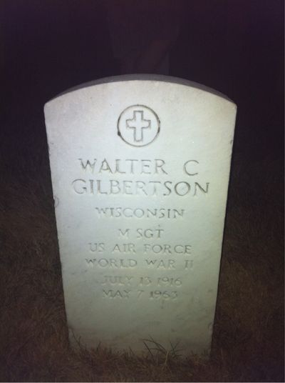 Headstone Front of Walter Gilbertson. Arlington National Cemetery.