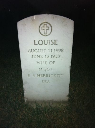 Headstone Front of Louise Herbstritt. Arlington National Cemetery.