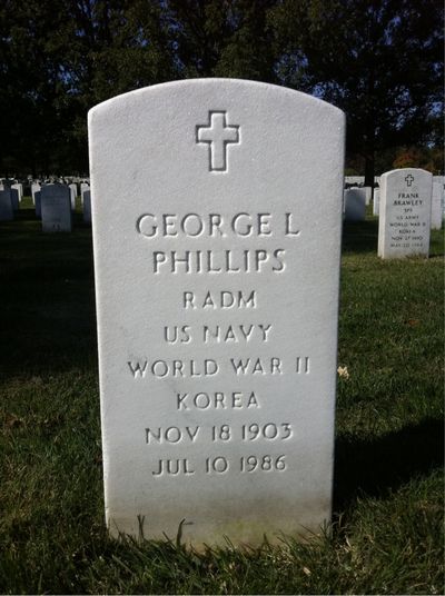 Headstone Front of George Lincoln Phillips. Arlington National Cemetery.
