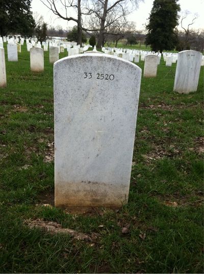 Headstone Back of Beulah Pence. Arlington National Cemetery.
