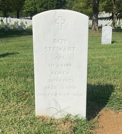Headstone Front of Roy Edward Stewart. Arlington National Cemetery.