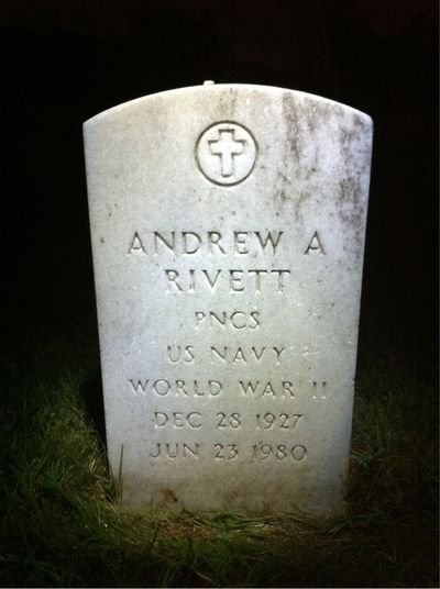 Headstone Front of Andrew A Rivett. Arlington National Cemetery.