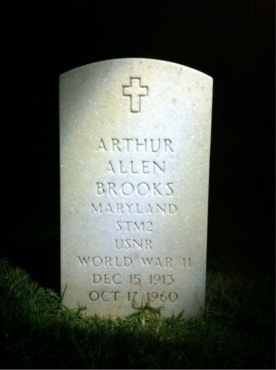 Headstone Front of Arthur Brooks. Arlington National Cemetery.
