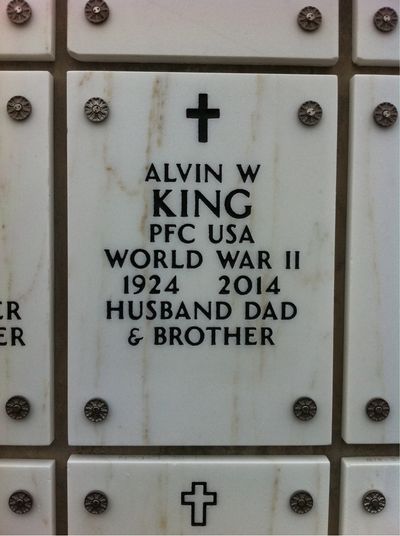 Columbarium Niche Cover of Alvin R King. Arlington National Cemetery.