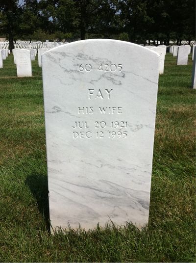 Headstone Back of Fay Hearney. Arlington National Cemetery.
