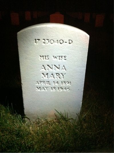 Headstone Back of Joseph Oser. Arlington National Cemetery.