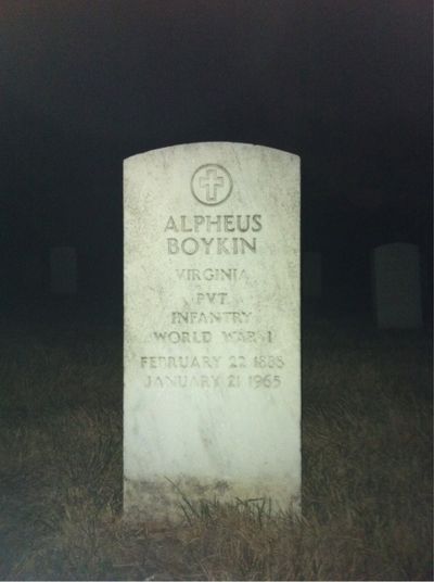 Headstone Front of Alpheus Boykin. Arlington National Cemetery.