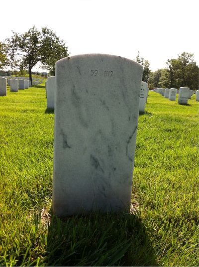 Headstone Back of Calvin Sakis. Arlington National Cemetery.
