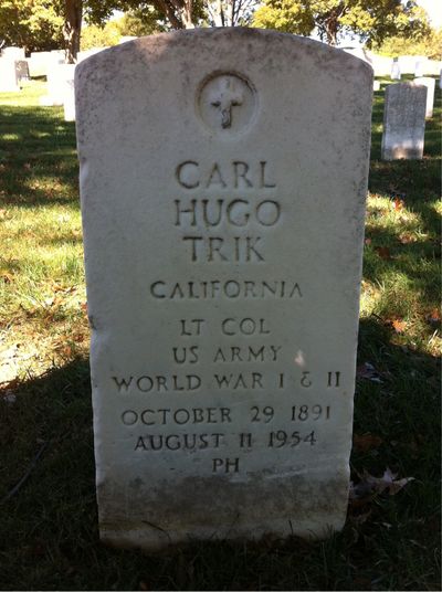 Headstone Front of Carl Trik. Arlington National Cemetery.
