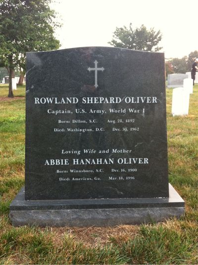 Headstone Front of Abbie Oliver. Arlington National Cemetery.
