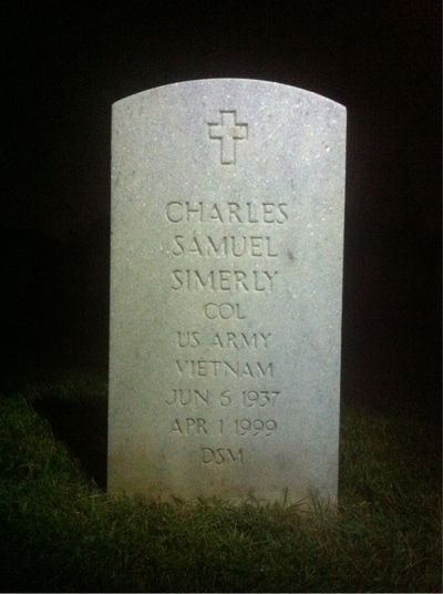 Headstone Front of Charles Simerly. Arlington National Cemetery.