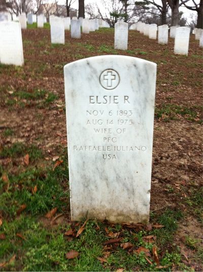 Headstone Front of Elsie Iuliano. Arlington National Cemetery.
