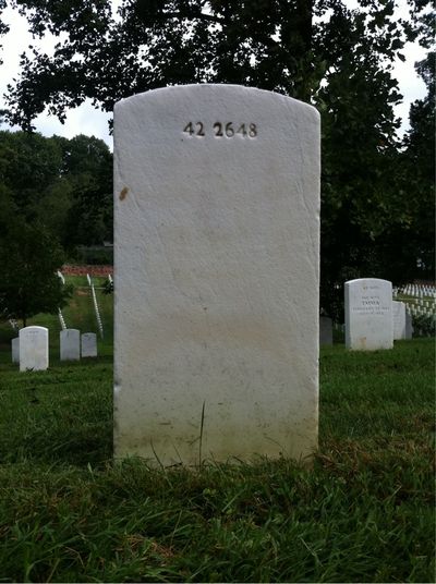 Headstone Back of Ella Jordon. Arlington National Cemetery.