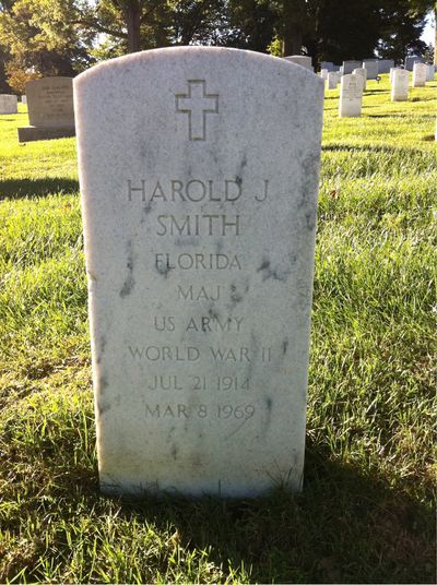 Headstone Front of Harold A Smith. Arlington National Cemetery.