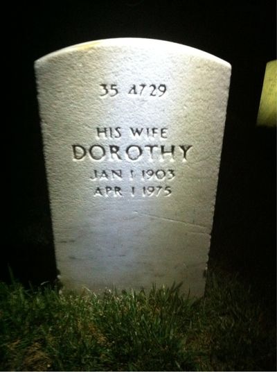 Headstone Back of Dorothy Bumford. Arlington National Cemetery.