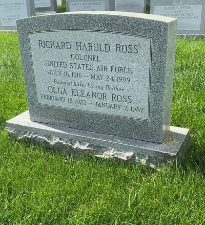 Headstone Front of Olga Ross. Arlington National Cemetery.