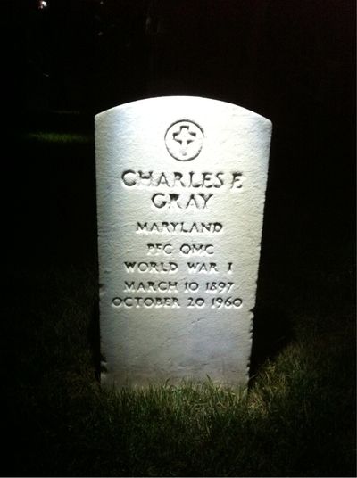 Headstone Front of Charles B Gray. Arlington National Cemetery.