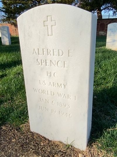 Headstone Front of Alfred H Spence. Arlington National Cemetery.