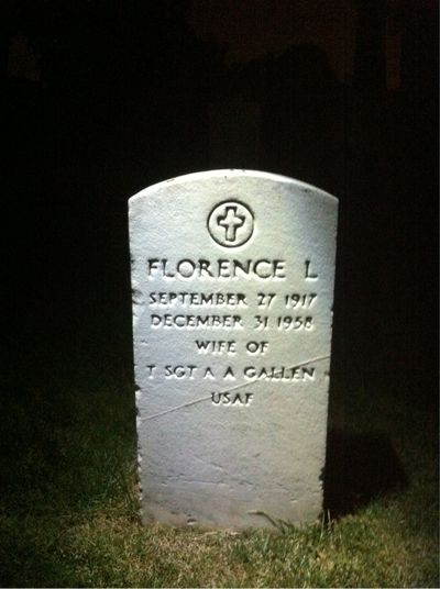 Headstone Front of Florence Gallen. Arlington National Cemetery.